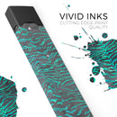 Blue-Green and Black Watercolor Tiger Pattern - Premium Decal Protective Skin-Wrap Sticker compatible with the Juul Labs vaping device