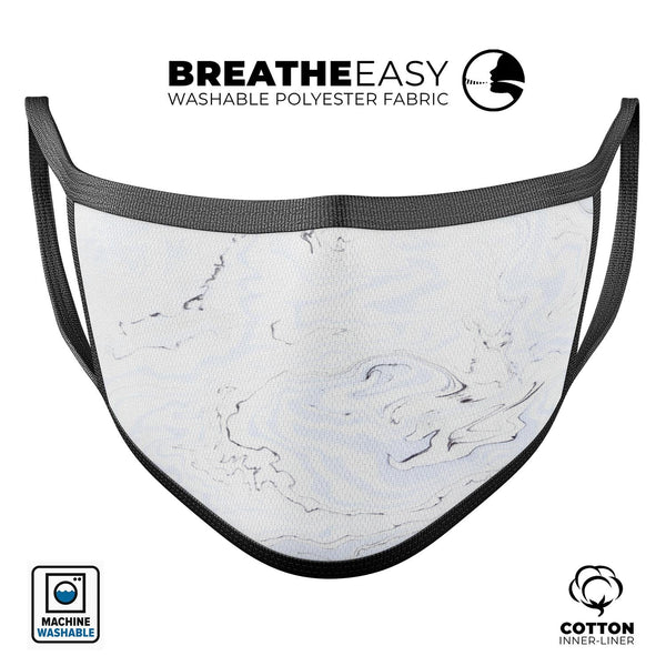 Blue 22 Textured Marble - Made in USA Mouth Cover Unisex Anti-Dust Cotton Blend Reusable & Washable Face Mask with Adjustable Sizing for Adult or Child