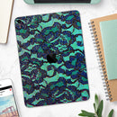 Blue & Teal Lace Texture - Full Body Skin Decal for the Apple iPad Pro 12.9", 11", 10.5", 9.7", Air or Mini (All Models Available)
