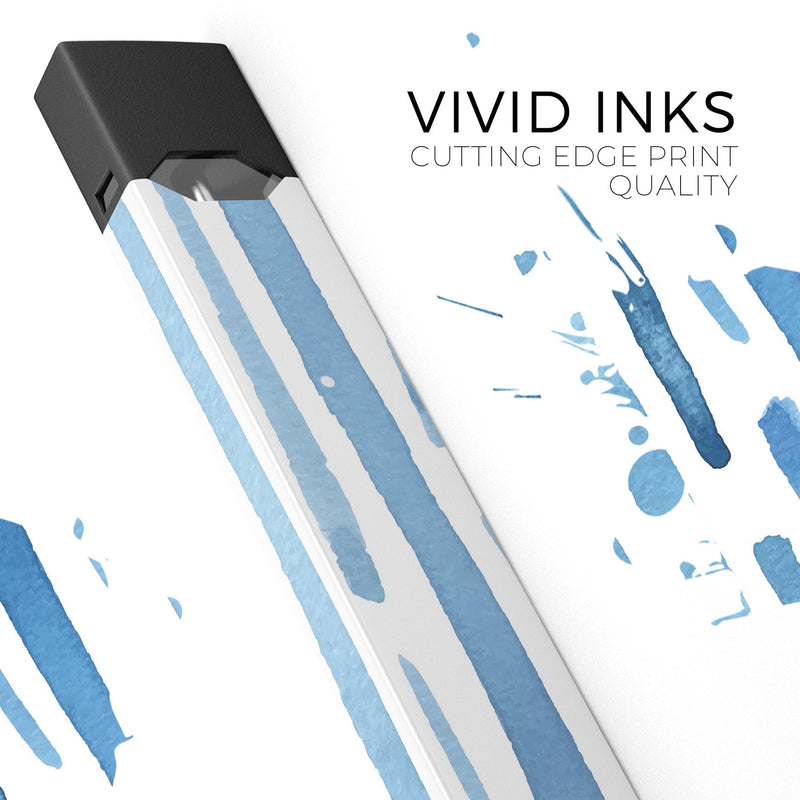 Blue Abstract WaterColor Strokes - Premium Decal Protective Skin-Wrap Sticker compatible with the Juul Labs vaping device