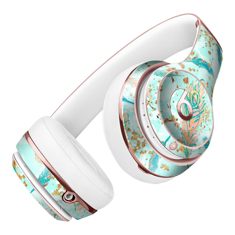 Blue Coral Whispy Feathers Full-Body Skin Kit for the Beats by Dre Solo 3 Wireless Headphones