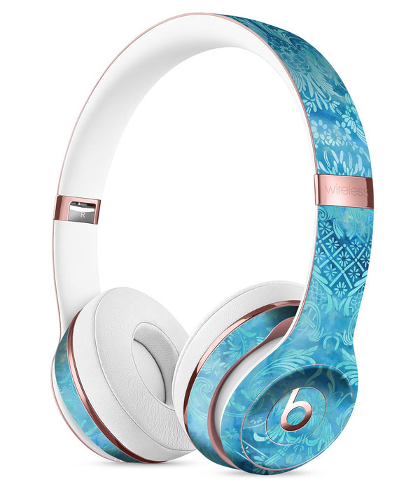 Blue Damask v2 Watercolor Pattern Full-Body Skin Kit for the Beats by Dre Solo 3 Wireless Headphones