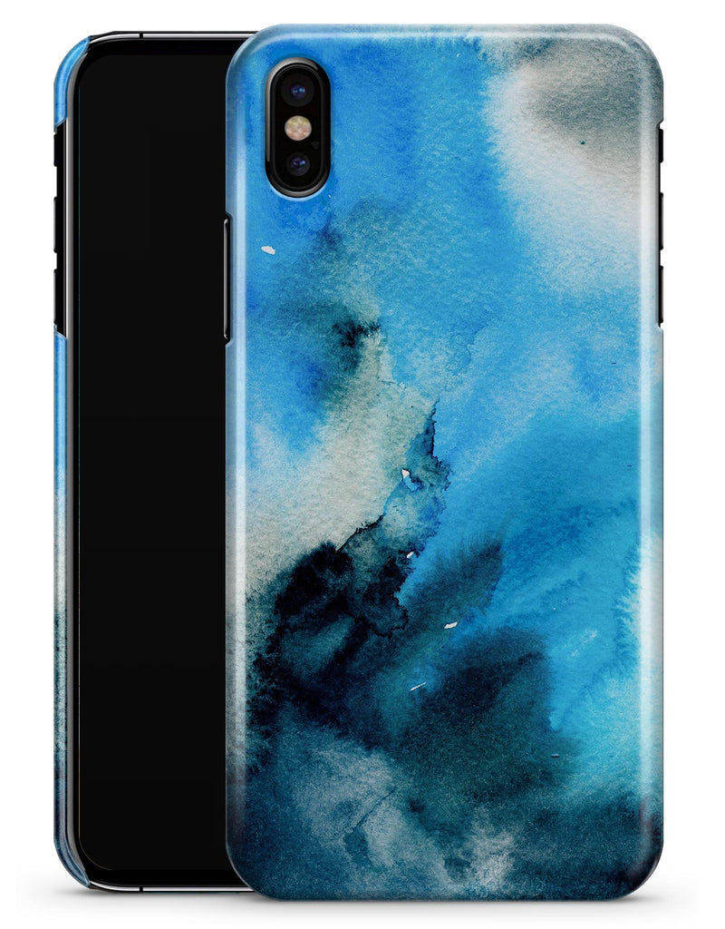 Blue Dark 32 Absorbed Watercolor Texture - iPhone X Clipit Case