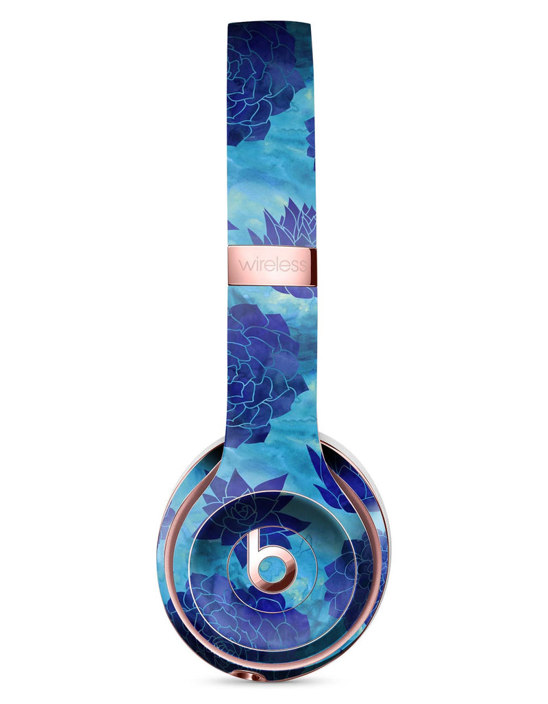 Blue Floral Succulents Full-Body Skin Kit for the Beats by Dre Solo 3 Wireless Headphones