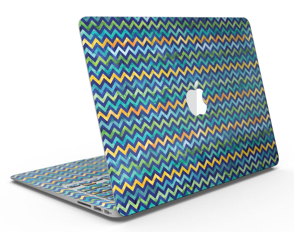 Blue GreenYellow and Orange Watercolor Chevron Pattern - MacBook Air Skin Kit