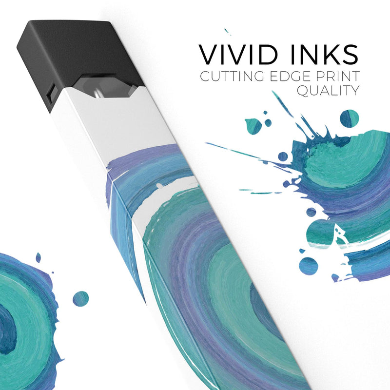 Blue & Green Watercolor Swirl - Premium Decal Protective Skin-Wrap Sticker compatible with the Juul Labs vaping device
