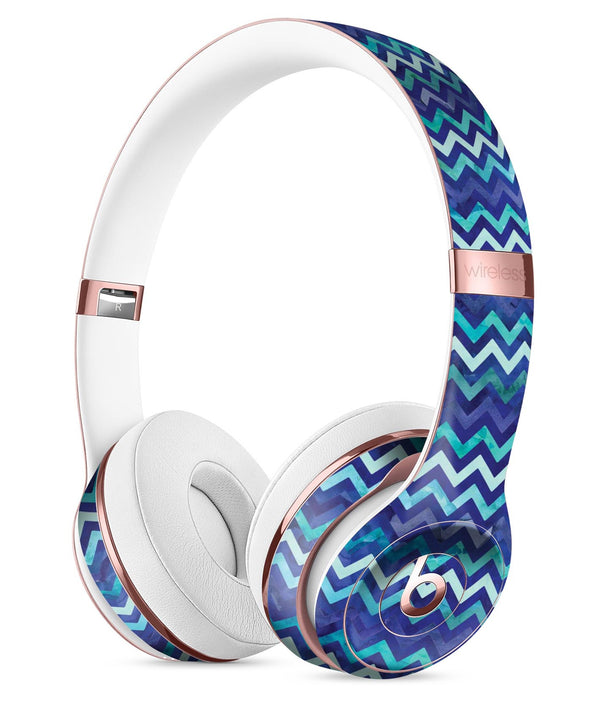 Blue Multi Watercolor Chevron Full-Body Skin Kit for the Beats by Dre Solo 3 Wireless Headphones