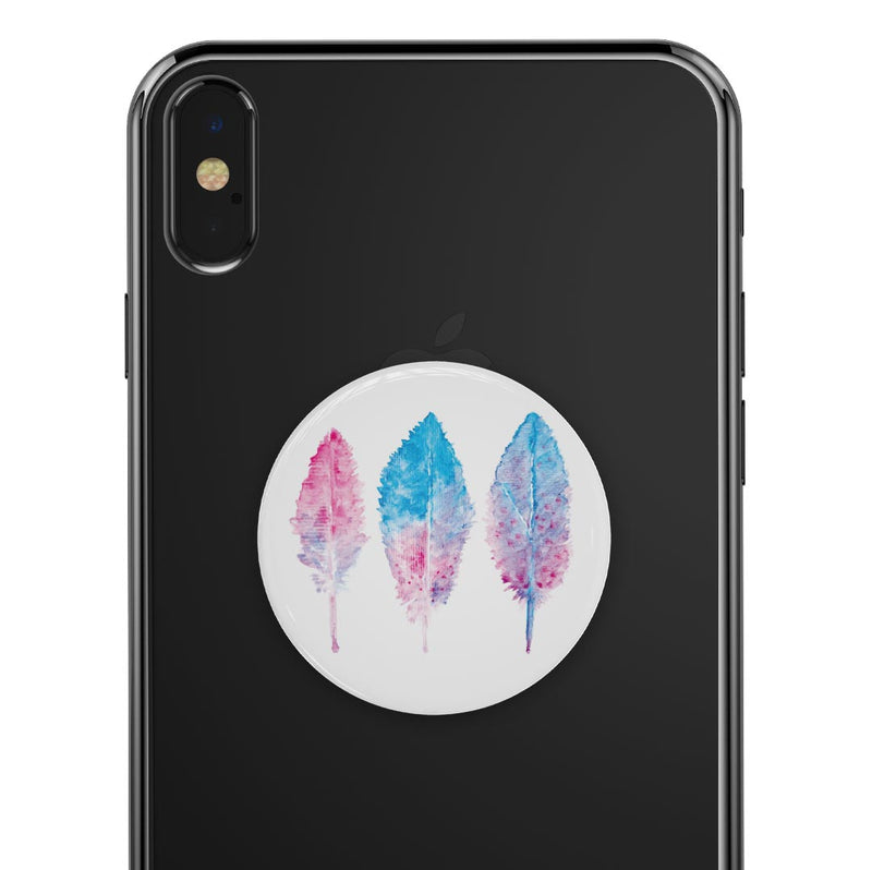 Blue & Pink Watercolor Feathers - Skin Kit for PopSockets and other Smartphone Extendable Grips & Stands
