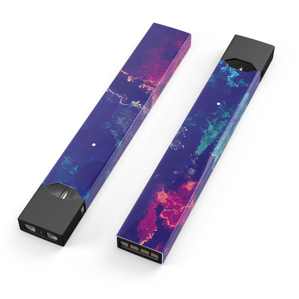 Blue & Purple Grunge - Premium Decal Protective Skin-Wrap Sticker compatible with the Juul Labs vaping device