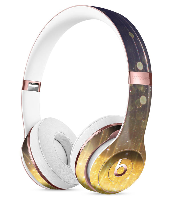 Blue Stratched Streaks with Unfocused Gold Sparkles Full-Body Skin Kit for the Beats by Dre Solo 3 Wireless Headphones