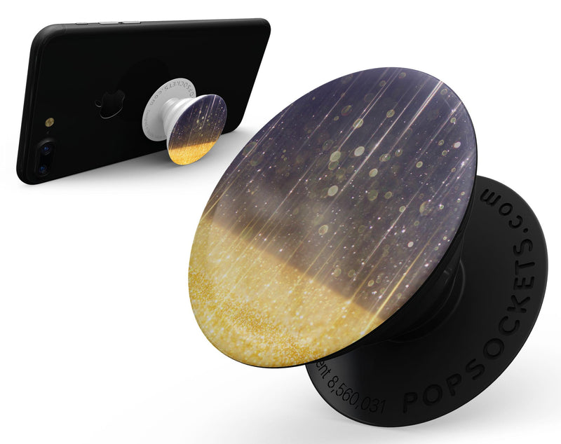 Blue Stratched Streaks with Unfocused Gold Sparkles - Skin Kit for PopSockets and other Smartphone Extendable Grips & Stands
