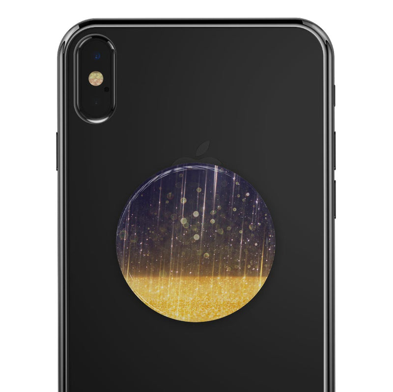 Blue Stratched Streaks with Unfocused Gold Sparkles - Skin Kit for PopSockets and other Smartphone Extendable Grips & Stands