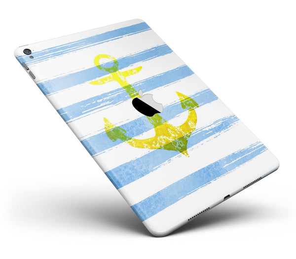 Blue Striped Watercolor Gold Anchor - iPad Pro 97 - View 1.jpg