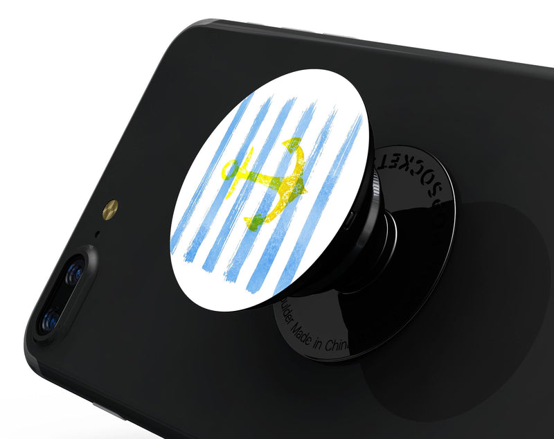 Blue Striped Watercolor Gold Anchor [Converted] - Skin Kit for PopSockets and other Smartphone Extendable Grips & Stands