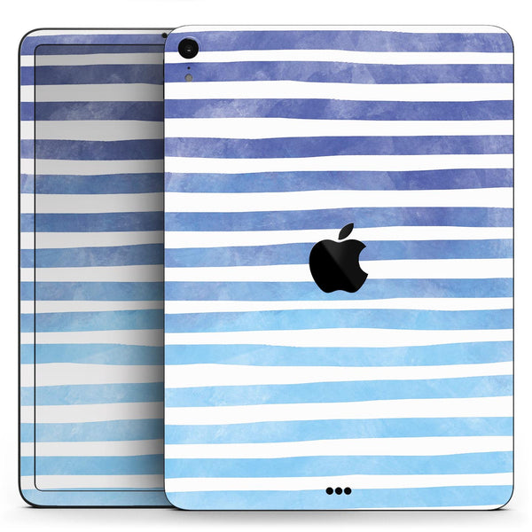 Blue WaterColor Ombre Stripes - Full Body Skin Decal for the Apple iPad Pro 12.9", 11", 10.5", 9.7", Air or Mini (All Models Available)