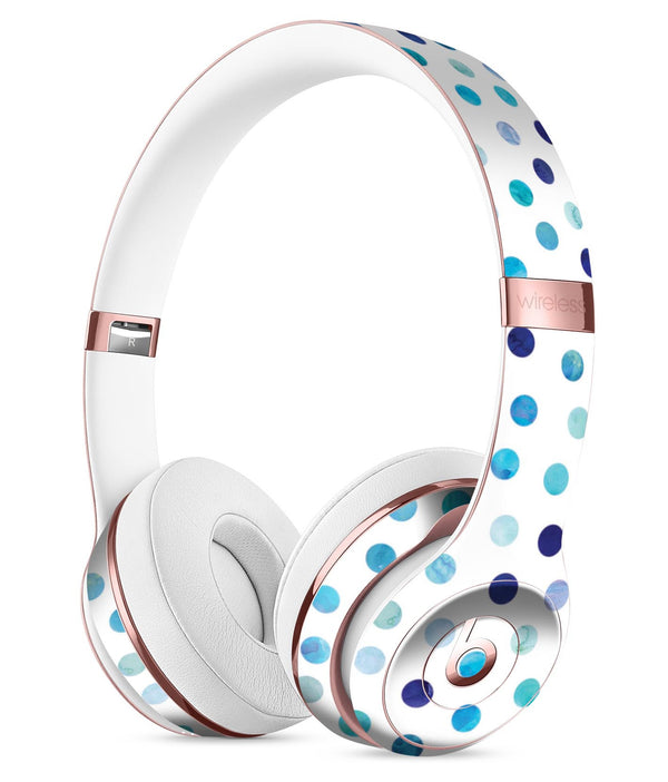 Blue Watercolor Dots over White Full-Body Skin Kit for the Beats by Dre Solo 3 Wireless Headphones
