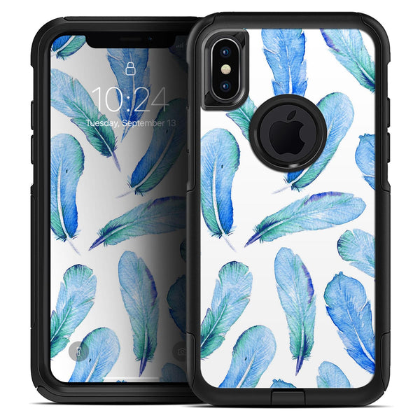 Blue Watercolor Feather Pattern - Skin Kit for the iPhone OtterBox Cases
