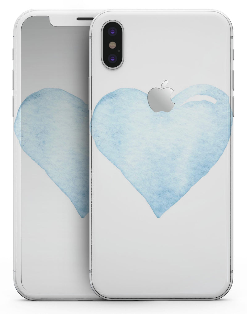 Blue Watercolor Heart - iPhone X Skin-Kit