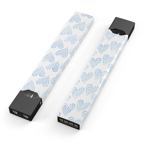 Blue Watercolor Hearts Pattern - Premium Decal Protective Skin-Wrap Sticker compatible with the Juul Labs vaping device