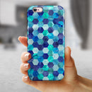Blue Watercolor Hexagon Pattern iPhone 6/6s or 6/6s Plus 2-Piece Hybrid INK-Fuzed Case