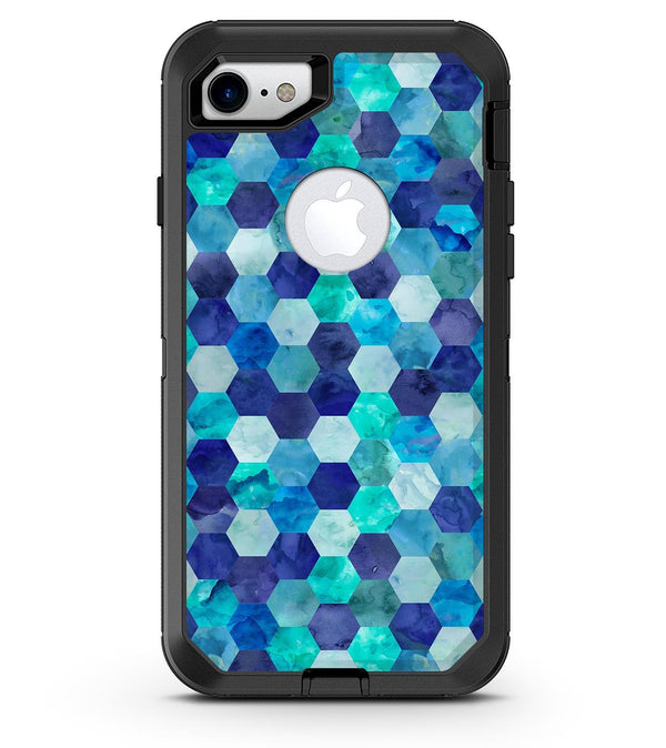 Blue Watercolor Hexagon Pattern - iPhone 7 or 8 OtterBox Case & Skin Kits