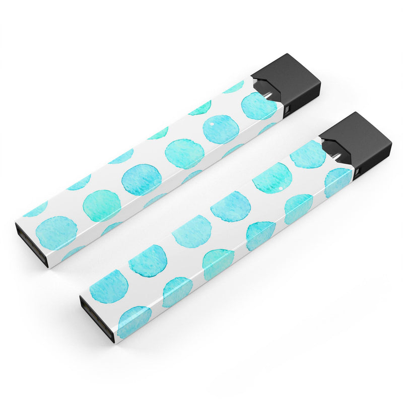 Blue Watercolor Polka Dots 2 - Premium Decal Protective Skin-Wrap Sticker compatible with the Juul Labs vaping device
