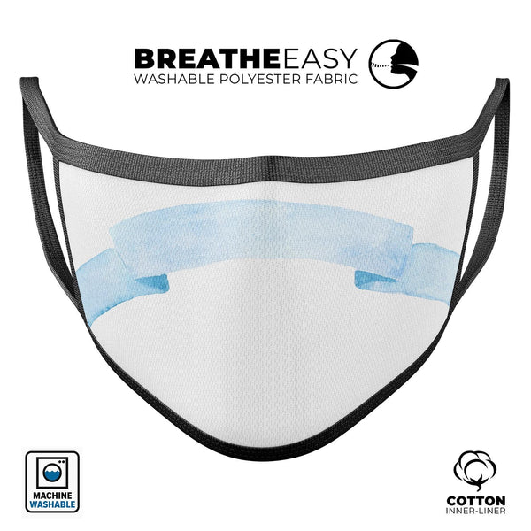 Blue Watercolor Ribbon - Made in USA Mouth Cover Unisex Anti-Dust Cotton Blend Reusable & Washable Face Mask with Adjustable Sizing for Adult or Child