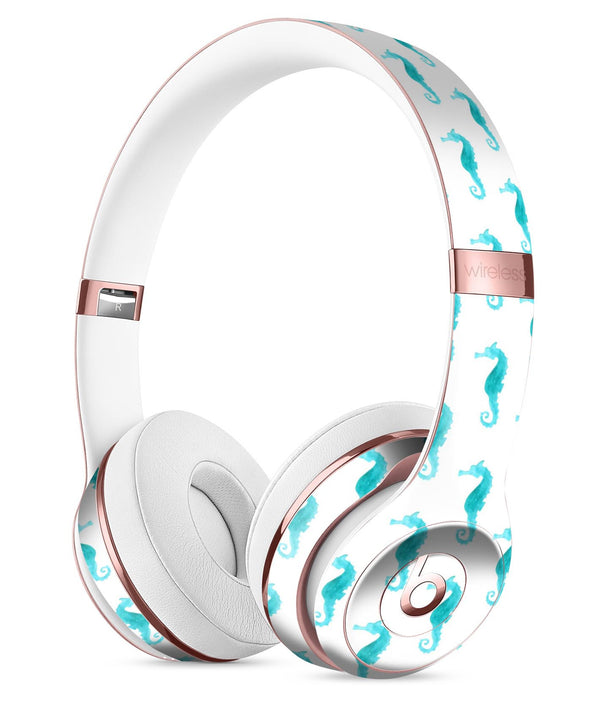 Blue Watercolor Seahorses Full-Body Skin Kit for the Beats by Dre Solo 3 Wireless Headphones