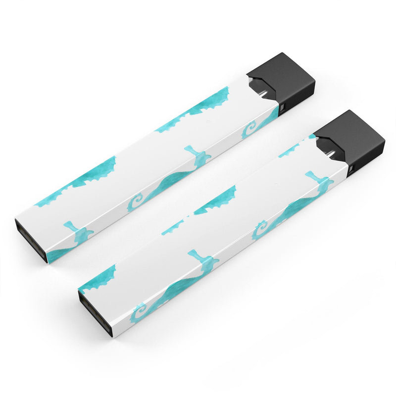Blue Watercolor Seahorses - Premium Decal Protective Skin-Wrap Sticker compatible with the Juul Labs vaping device