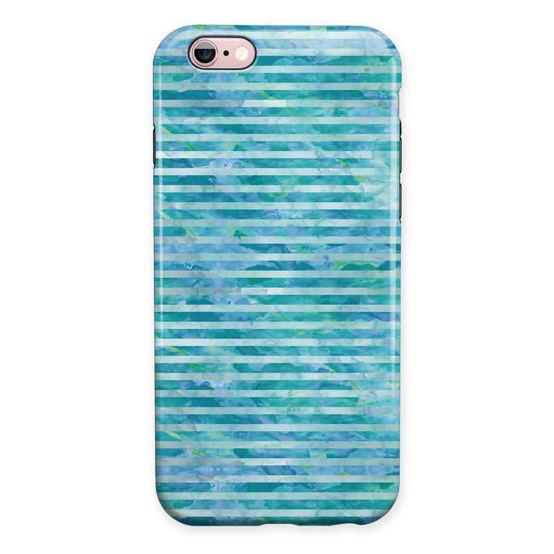 Blue Watercolor Stripes iPhone 6/6s or 6/6s Plus 2-Piece Hybrid INK-Fuzed Case