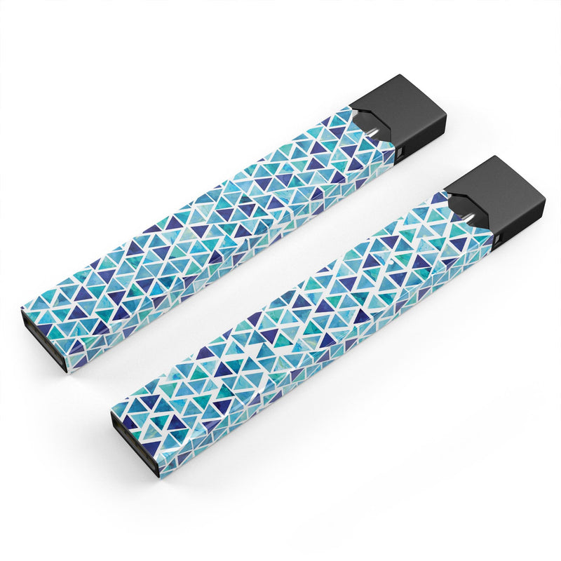 Blue Watercolor Triangle Pattern - Premium Decal Protective Skin-Wrap Sticker compatible with the Juul Labs vaping device