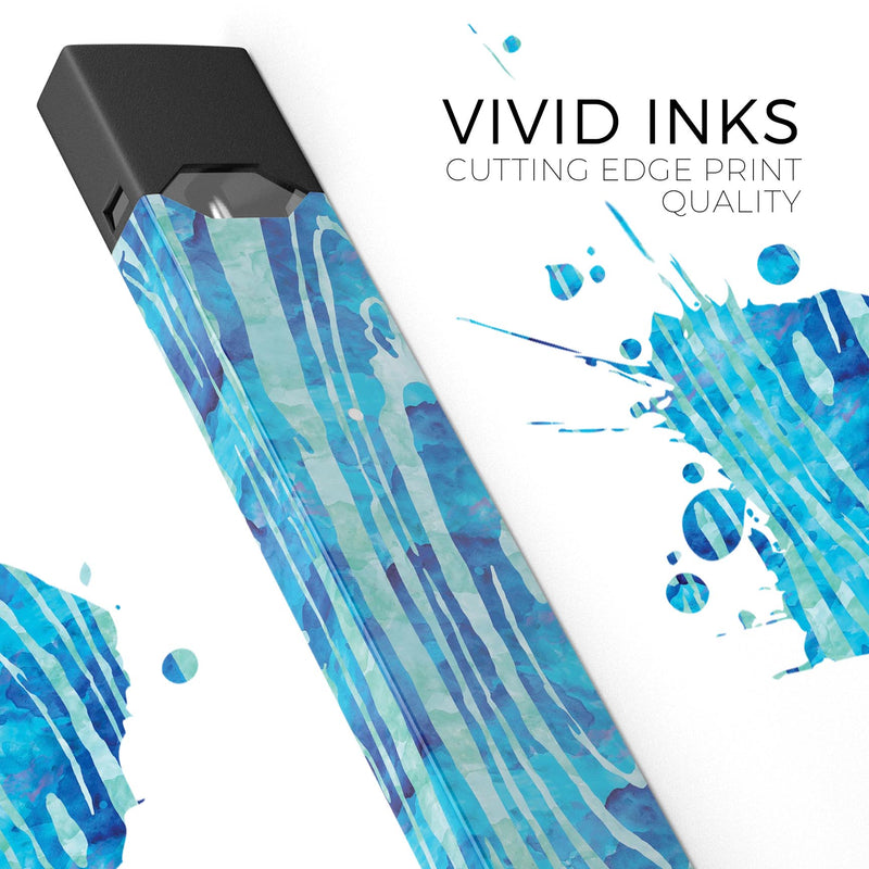 Blue Watercolor Woodgrain - Premium Decal Protective Skin-Wrap Sticker compatible with the Juul Labs vaping device