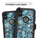 Blue and Black Branches with Abstract Big Eyed Owls - Skin Kit for the iPhone OtterBox Cases