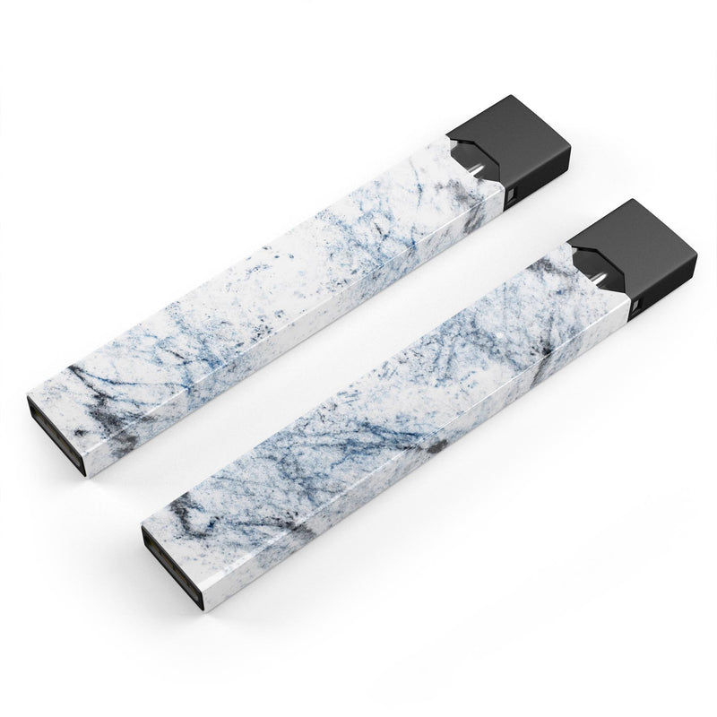 Blue and Black Grunge Over White Marble Surface - Premium Decal Protective Skin-Wrap Sticker compatible with the Juul Labs vaping device