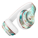 Blue and Coral Feathers Over Teal Strokes Full-Body Skin Kit for the Beats by Dre Solo 3 Wireless Headphones