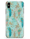 Blue and Coral Feathers Over Teal Strokes - iPhone X Clipit Case