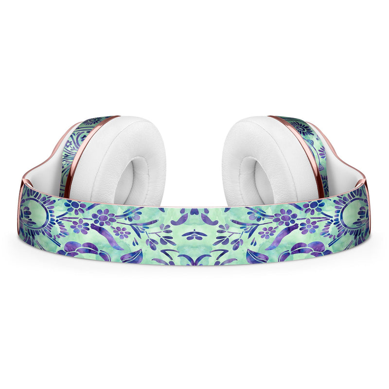 Blue and Green Damask Watercolor Pattern Full-Body Skin Kit for the Beats by Dre Solo 3 Wireless Headphones