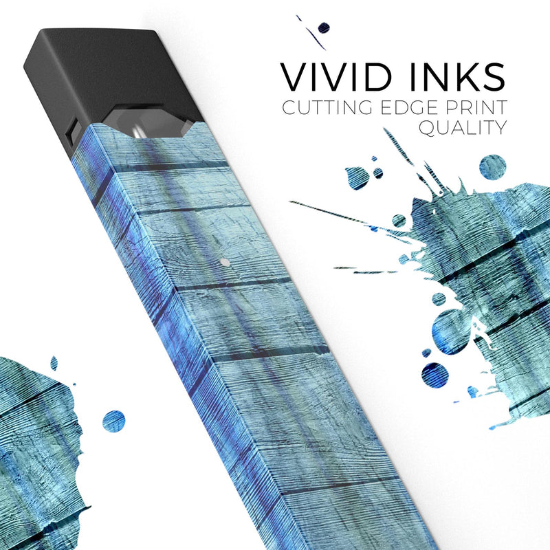 Blue and Green Tye-Dyed Wood - Premium Decal Protective Skin-Wrap Sticker compatible with the Juul Labs vaping device