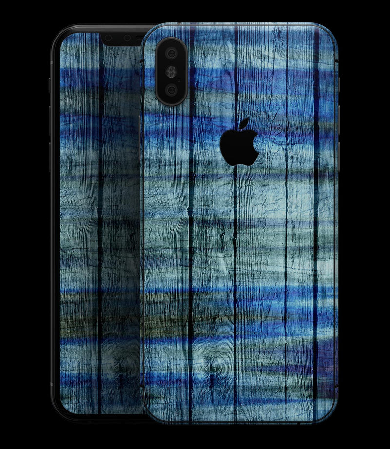 Blue and Green Tye-Dyed Wood - iPhone XS MAX, XS/X, 8/8+, 7/7+, 5/5S/SE Skin-Kit (All iPhones Avaiable)