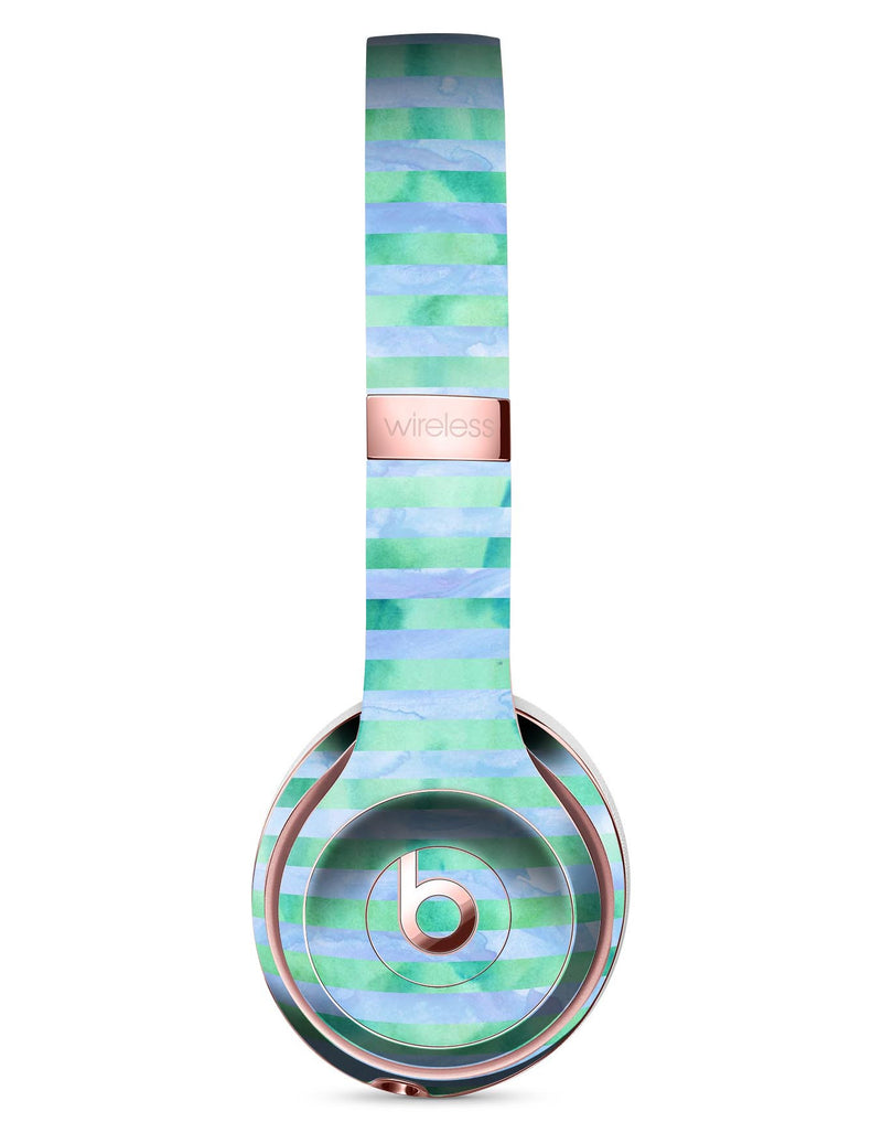 Blue and Green Watercolor Stripes Full-Body Skin Kit for the Beats by Dre Solo 3 Wireless Headphones