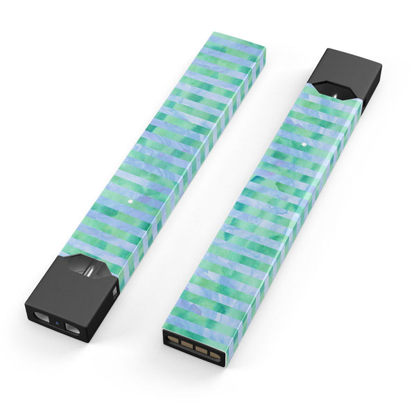 Blue and Green Watercolor Stripes - Premium Decal Protective Skin-Wrap Sticker compatible with the Juul Labs vaping device