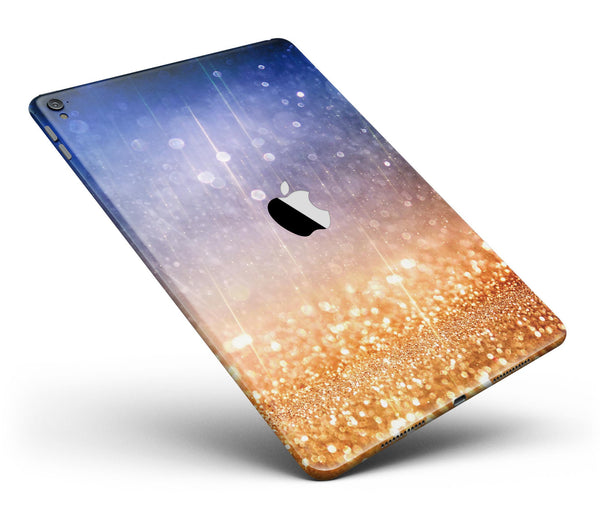 Blue and Orange Scratched Surface with Glowing Gold - iPad Pro 97 - View 1.jpg