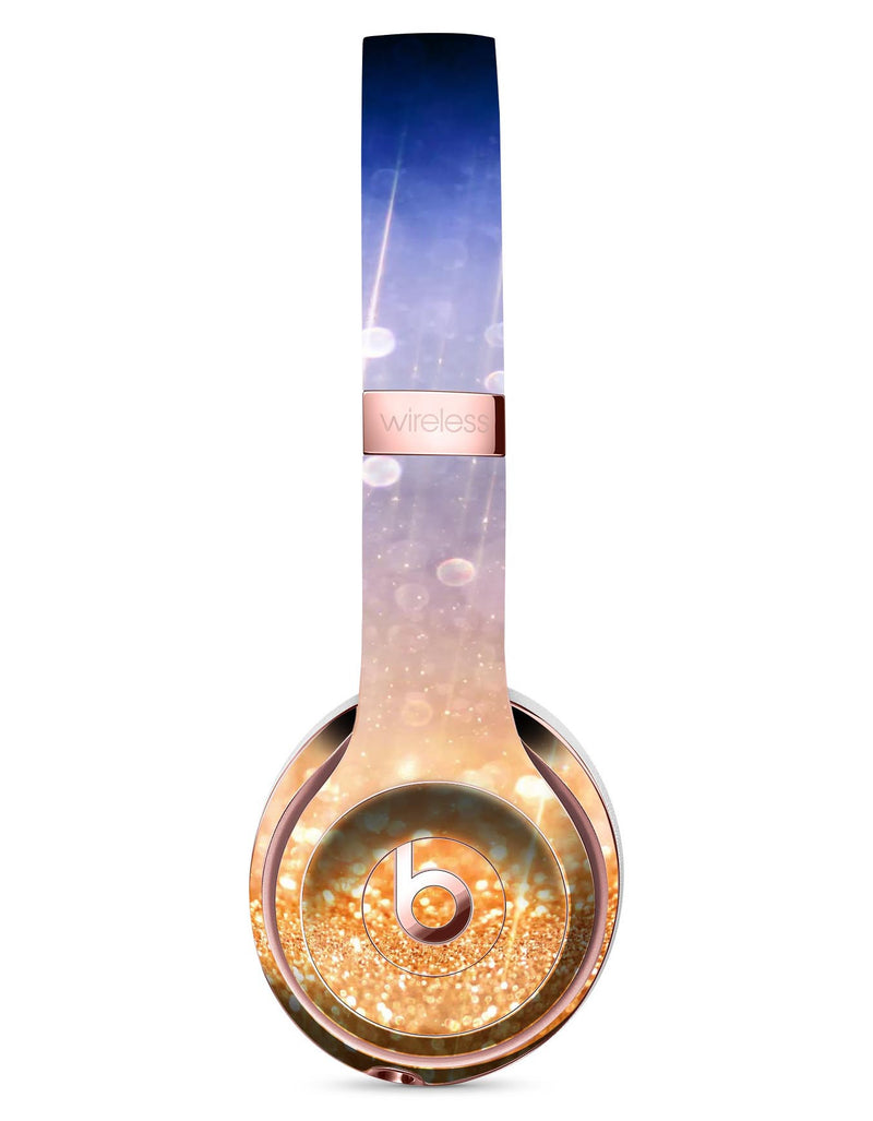 Blue and Orange Scratched Surface with Glowing Gold Full-Body Skin Kit for the Beats by Dre Solo 3 Wireless Headphones