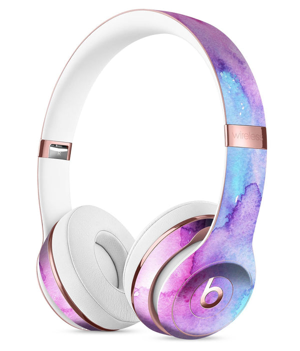 Blue and Pinkish Absorbed Watercolor Texture Full-Body Skin Kit for the Beats by Dre Solo 3 Wireless Headphones