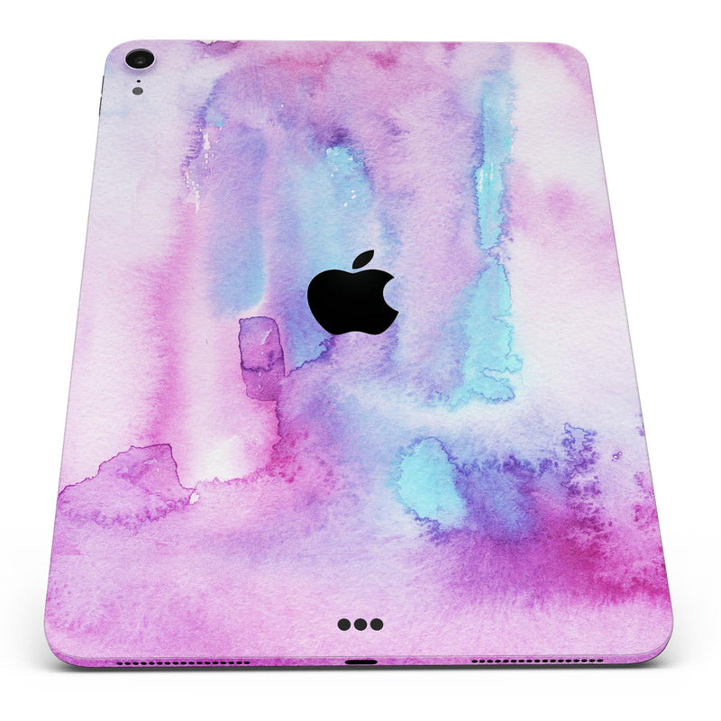 Blue and Pinkish Absorbed Watercolor Texture - Full Body Skin Decal for the Apple iPad Pro 12.9", 11", 10.5", 9.7", Air or Mini (All Models Available)