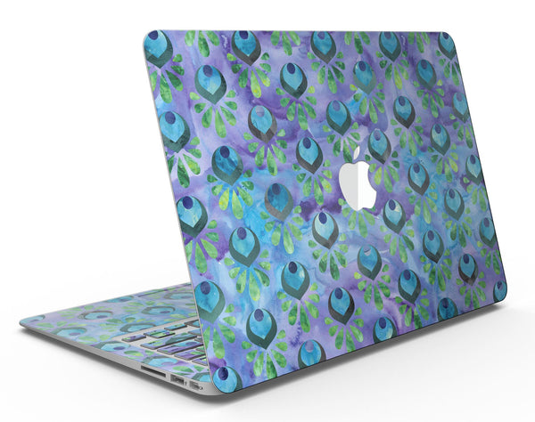 Blue and Purple Watercolor Peacock Feathers - MacBook Air Skin Kit