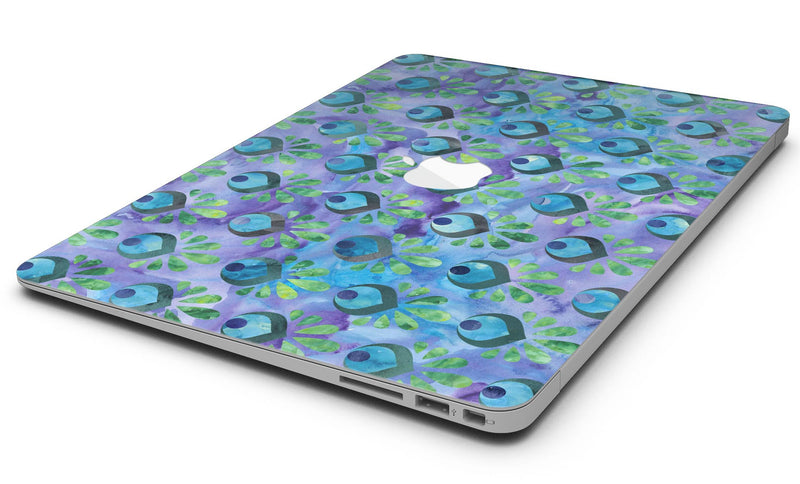 Blue and Purple Watercolor Peacock Feathers - MacBook Air Skin Kit