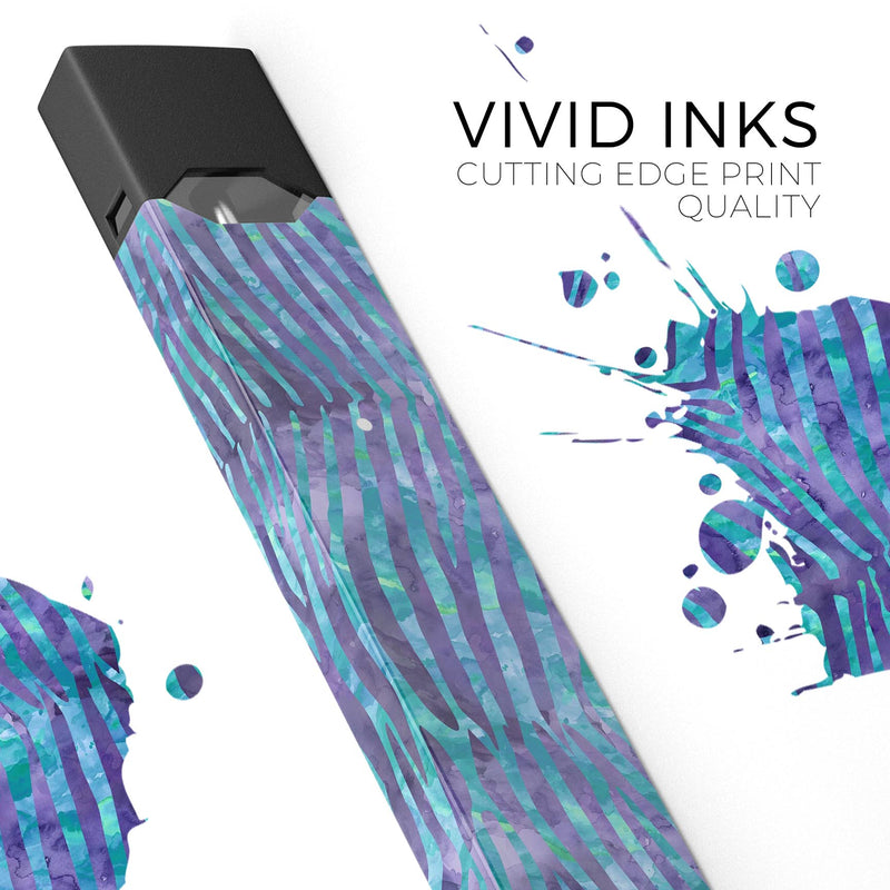 Blue and Purple Watercolor Zebra Pattern - Premium Decal Protective Skin-Wrap Sticker compatible with the Juul Labs vaping device