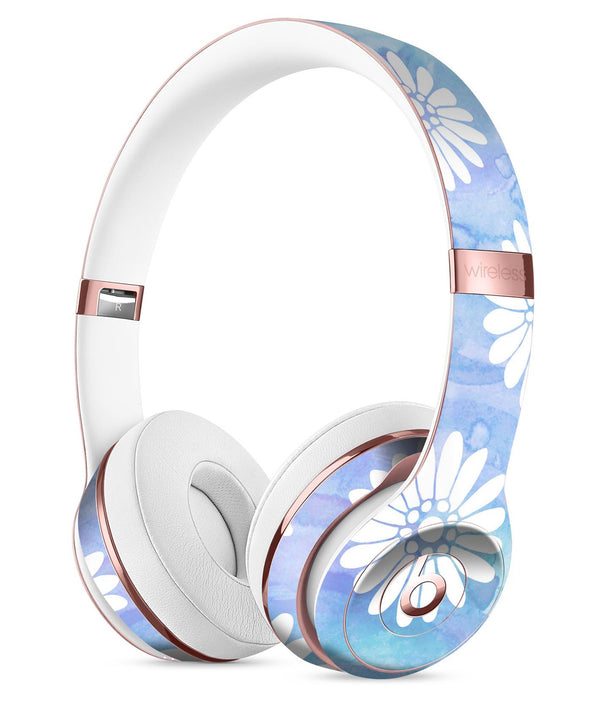 Blue and White Watercolor Flower Print Pattern Full-Body Skin Kit for the Beats by Dre Solo 3 Wireless Headphones