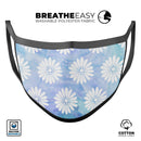 Blue and White Watercolor Flower Print Pattern - Made in USA Mouth Cover Unisex Anti-Dust Cotton Blend Reusable & Washable Face Mask with Adjustable Sizing for Adult or Child